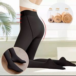 200gr Women Translucent Fleece Pantyhose Winter Tights Fleece Lined Thermal
